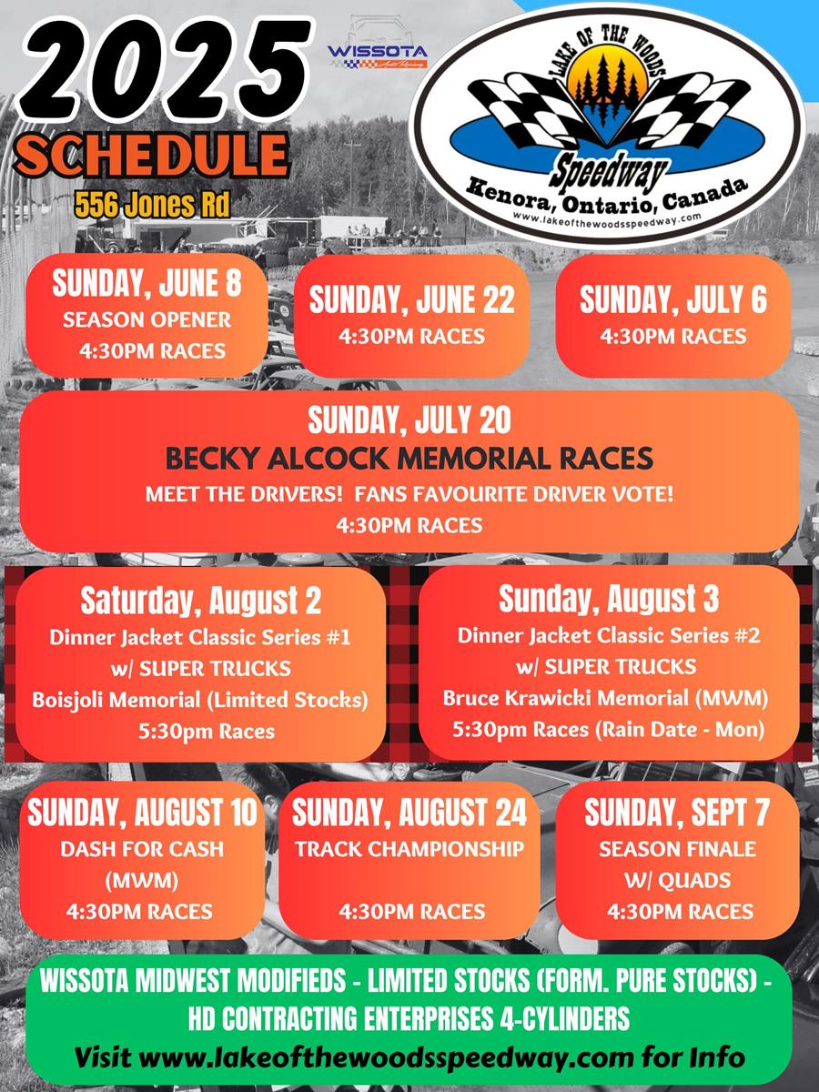 2025 Lake of the Woods Speedway Schedule