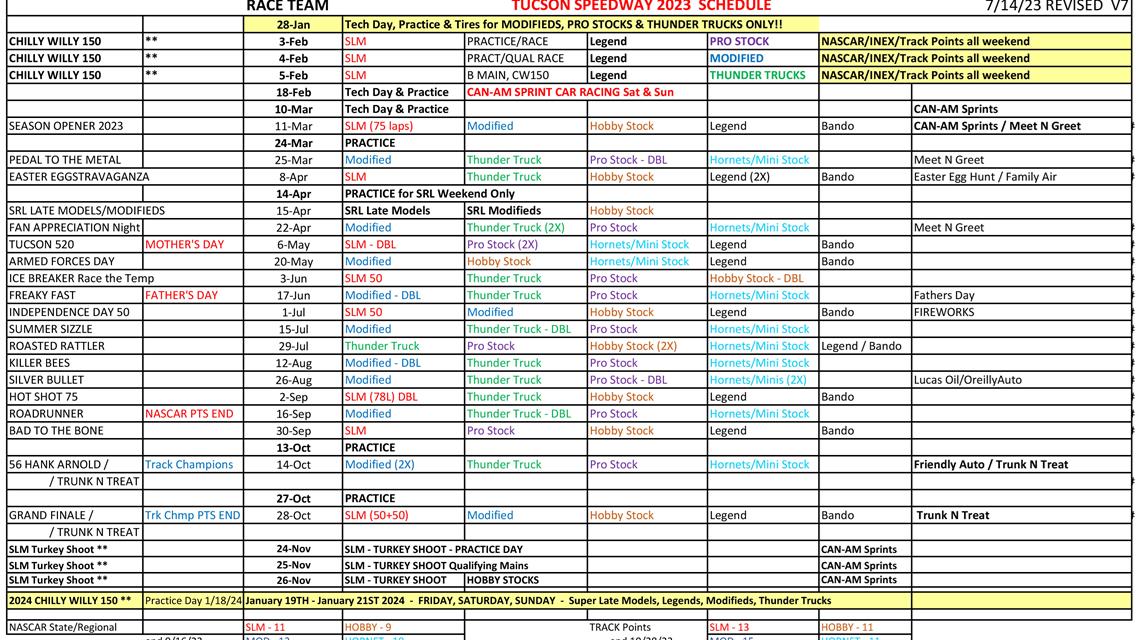 2023 Fan and Race Team Schedules released!