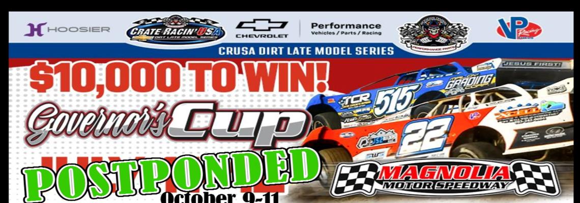 Governor’s Cup Postponed to October 9th-11th, Week...