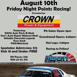 Crown Power &amp; Equipment Points Racing August 10th