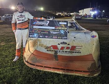 Michael King Jr. won his heat and led all 20 laps to take the win at Two Dollar Pistol Speedway in Plumerville, Ar. on May 11th.