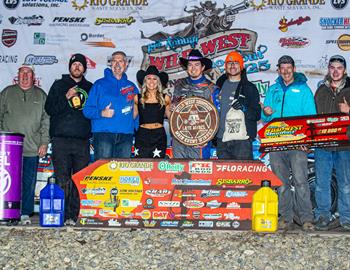 Garrett Alberson won the Dirt Track Bank Super Late Model feature on Friday, Jan. 10.