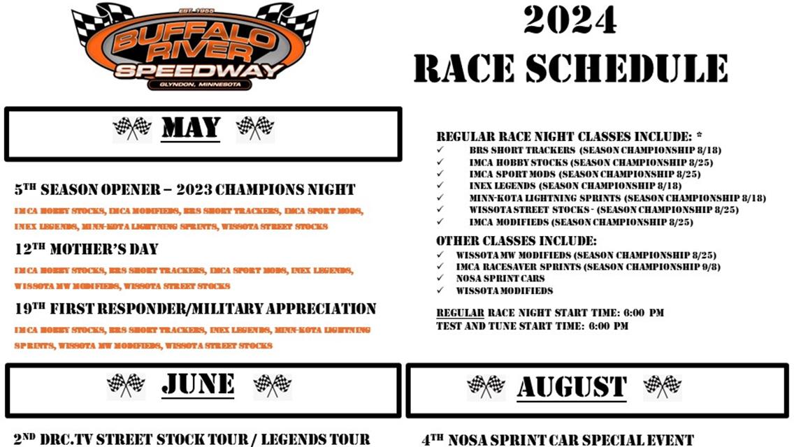 2024 Buffalo River Speedway Schedule