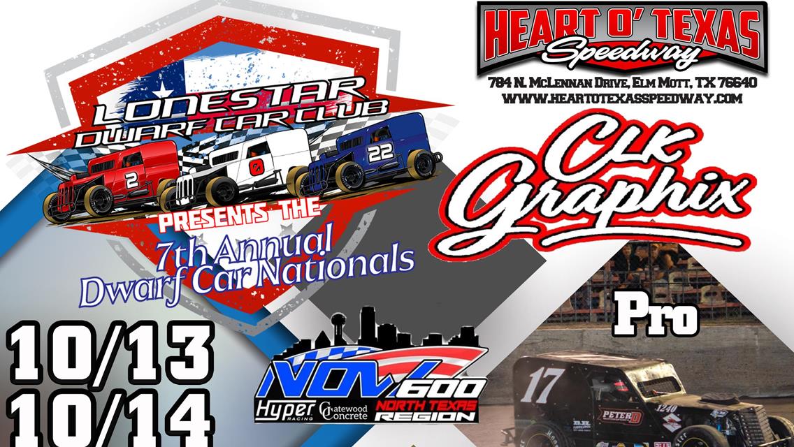 7th Annual Dwarf Car Nationals $5000 to win Pros and $1500 to win VERS and added NOW 600 non wing and Restrictor Class