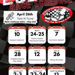 Tentative Atwater Karting Speedway Race Schedule!