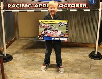 Rhyse Driskill after receiving the 1/4 Midget Championship at Twister Alley Raceway (Butterfield, MO).