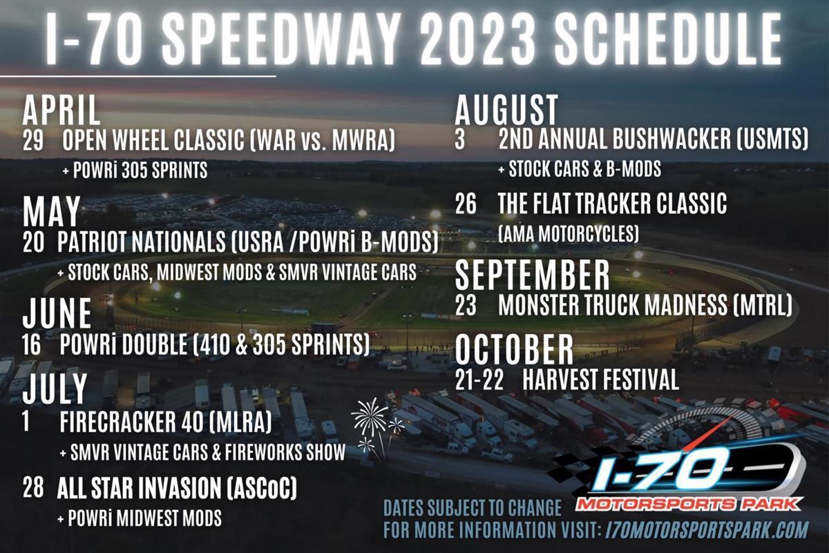 I70 MOTORSPORTS PARK 2023 SCHEDULE