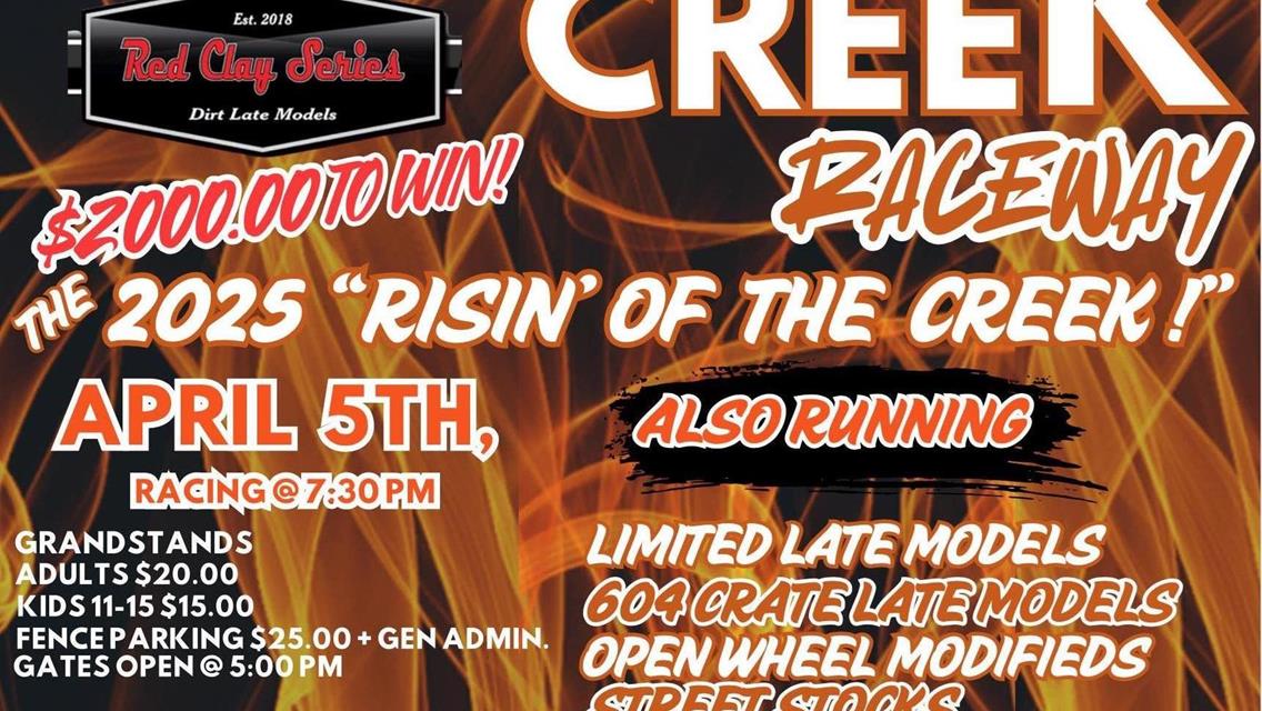 Sugar Creek&#39;s Opener Set For April 5th With Red Clay Series