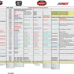 2025 Race Team Schedule- Revised 12/4/2024